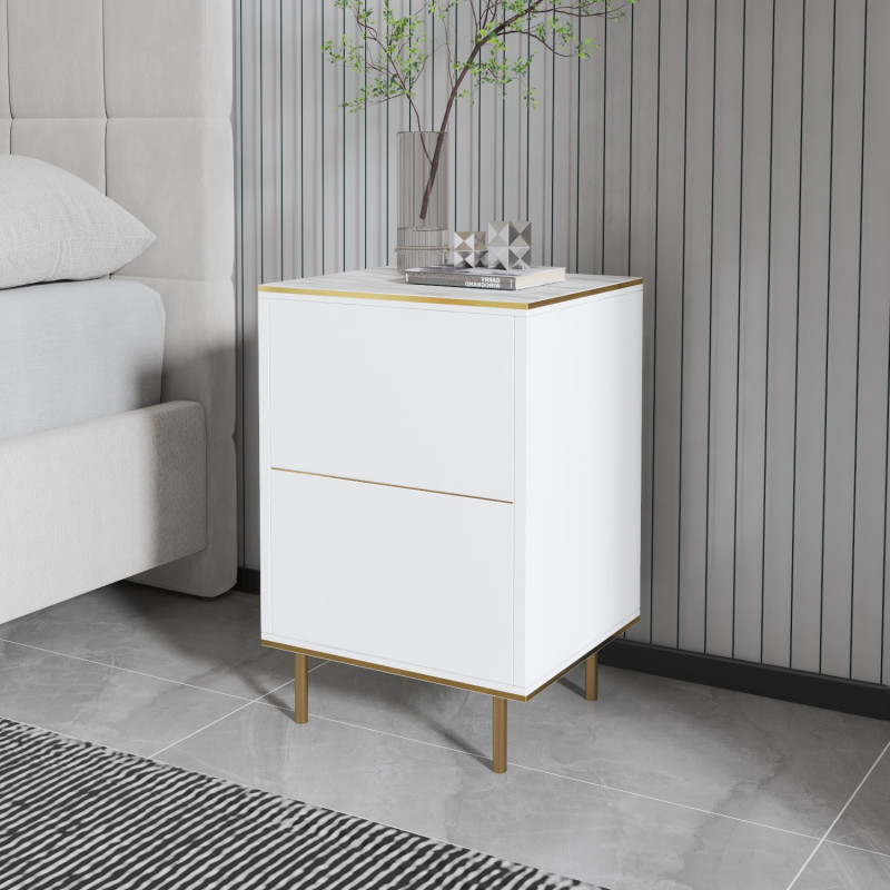 Mesita de noche imaj Mármol blanco Oro Practica Hogar Mesita de noche imaj Mármol blanco Oro Practica Hogar