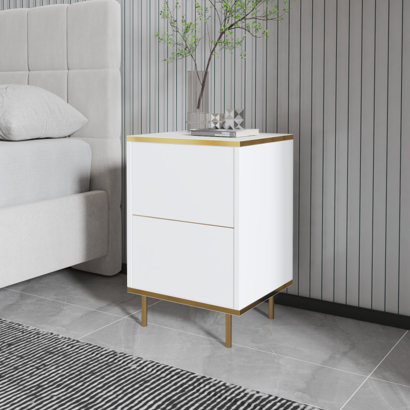 Mesita de noche imaj Blanco Oro Practica Hogar Mesita de noche imaj Blanco Oro Practica Hogar