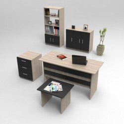 Conjunto de muebles de oficina VO14-OB roble negro Practica Hogar