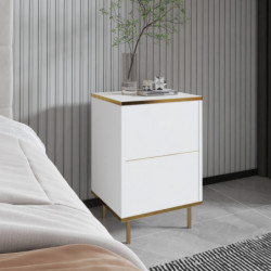 Mesita de noche imaj Blanco Oro Practica Hogar