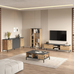 Conjunto de muebles de salón RL6-AA pino atlántico antracita Practica Hogar