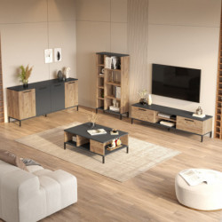 Conjunto de muebles de salón RL6-AA pino atlántico antracita Practica Hogar