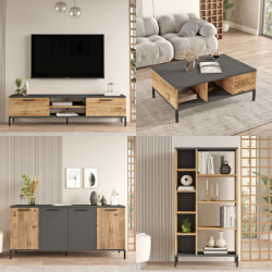 Conjunto de muebles de salón RL6-AA pino atlántico antracita Practica Hogar