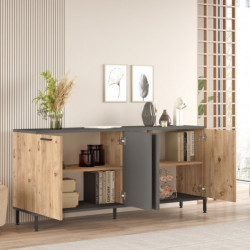 Conjunto de muebles de salón RL6-AA pino atlántico antracita Practica Hogar