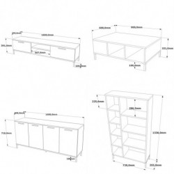 Conjunto de muebles de salón RL6-AA pino atlántico antracita Practica Hogar