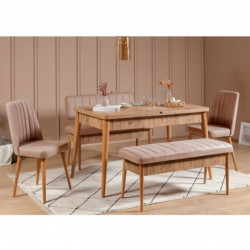 Set mesa comedor extensible y sillas (5 piezas) Vina pino atlántico Practica Hogar
