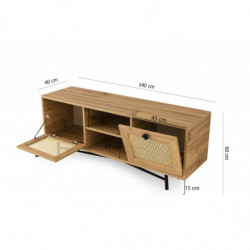 Mueble TV Begonya 140 roble negro Practica Hogar