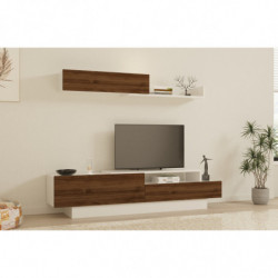 Mueble TV con estante Elda nogal blanco Practica Hogar