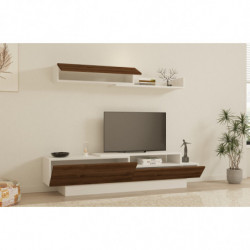 Mueble TV con estante Elda nogal blanco Practica Hogar