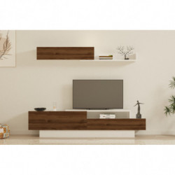 Mueble TV con estante Elda nogal blanco Practica Hogar