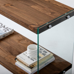 Consola Venedik madera nogal cristal temlado Practica Hogar