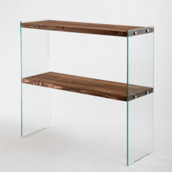 Consola Venedik madera nogal cristal temlado Practica Hogar