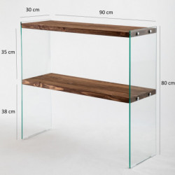 Consola Venedik madera nogal cristal temlado Practica Hogar