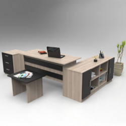 Conjunto de muebles de oficina VO13-OB roble negro Practica Hogar