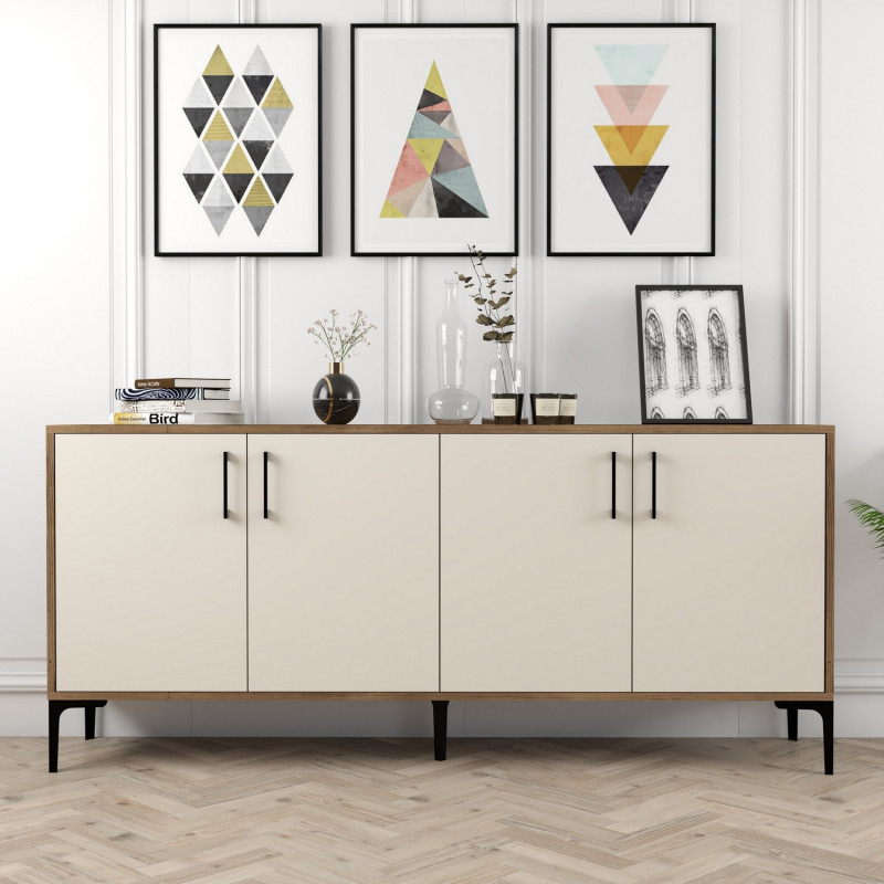 Aparador Kiev crema nogal Practica Hogar Aparador Kiev crema nogal Practica Hogar