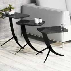 Set mesas de café (3 piezas) Pion negro Practica Hogar