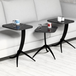 Set mesas de café (3 piezas) Pion negro Practica Hogar