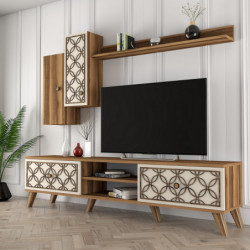 Mueble TV con estante Class S crema nogal Practica Hogar