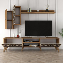 Mueble TV con estante Class S crema nogal Practica Hogar