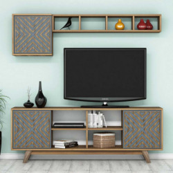 Mueble TV con estante İnci azul nogal Practica Hogar