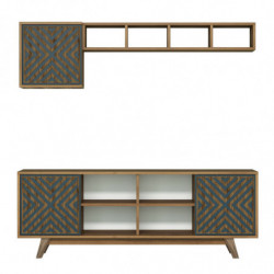 Mueble TV con estante İnci azul nogal Practica Hogar