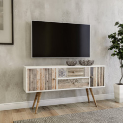 Mueble TV Odense nogal blanco Practica Hogar