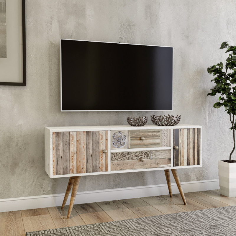 Mueble TV Odense nogal blanco Practica Hogar Mueble TV Odense nogal blanco Practica Hogar