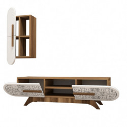Mueble TV con estante Defne blanco nogal Practica Hogar