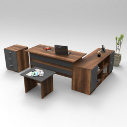 Conjunto de muebles de oficina VO13-BA antracita nogal Practica Hogar