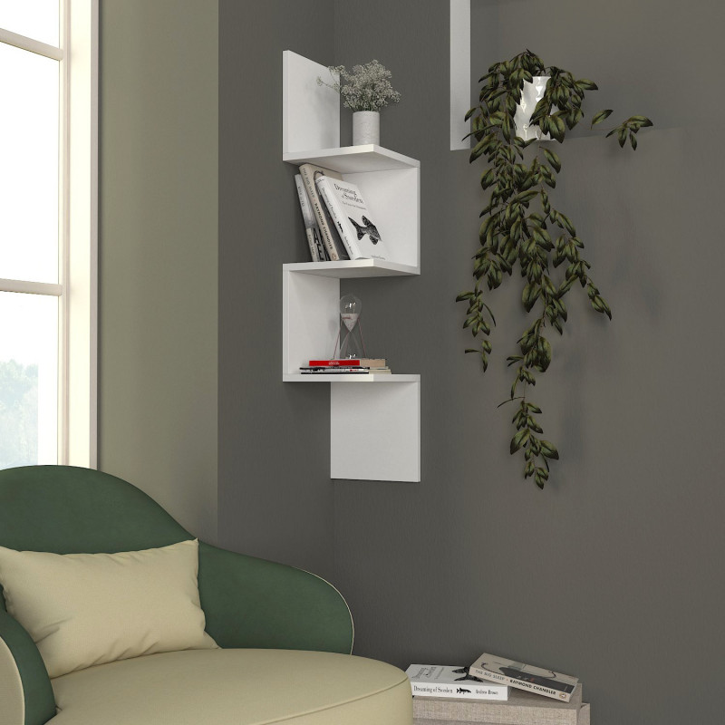 Estante de pared Corner blanco Practica Hogar Estante de pared Corner blanco Practica Hogar