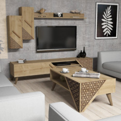 Conjunto de muebles de salón Beril roble Practica Hogar