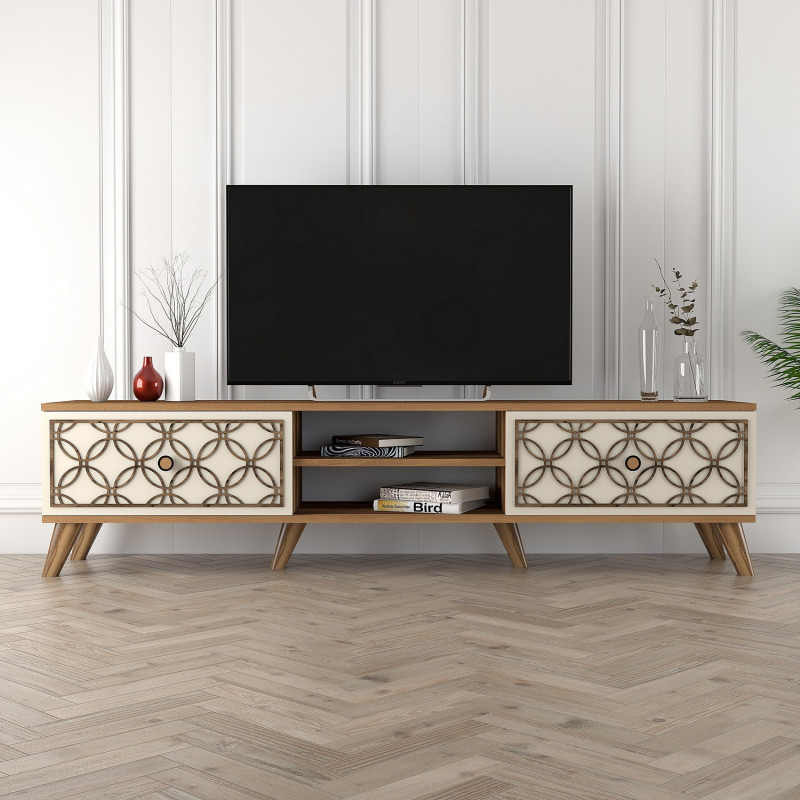 Mueble TV Class crema nogal Practica Hogar Mueble TV Class crema nogal Practica Hogar