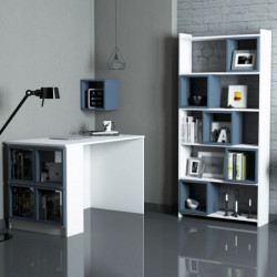 Escritorio con estantería Box blanco azul Practica Hogar