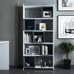 Escritorio con estantería Box blanco azul Practica Hogar