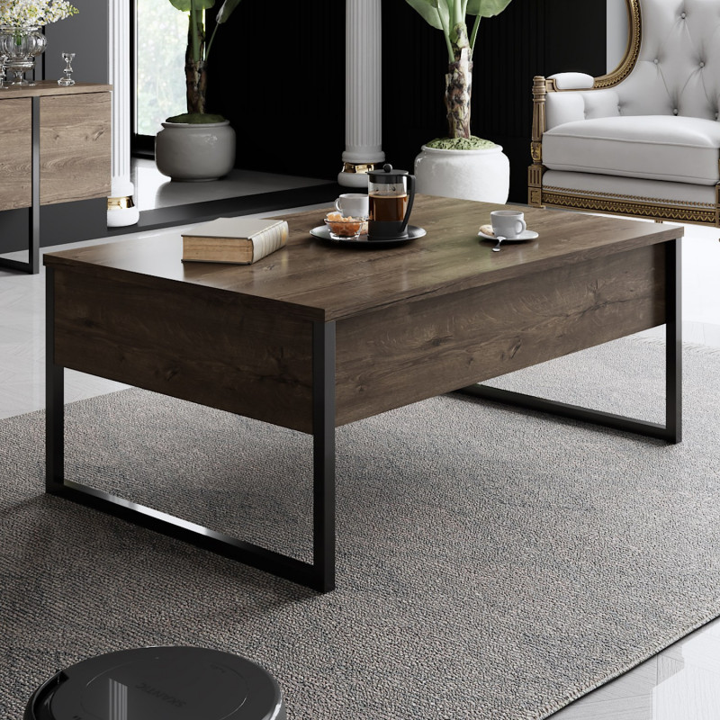 Mesa de centro Luxe negro nogal Practica Hogar Mesa de centro Luxe negro nogal Practica Hogar